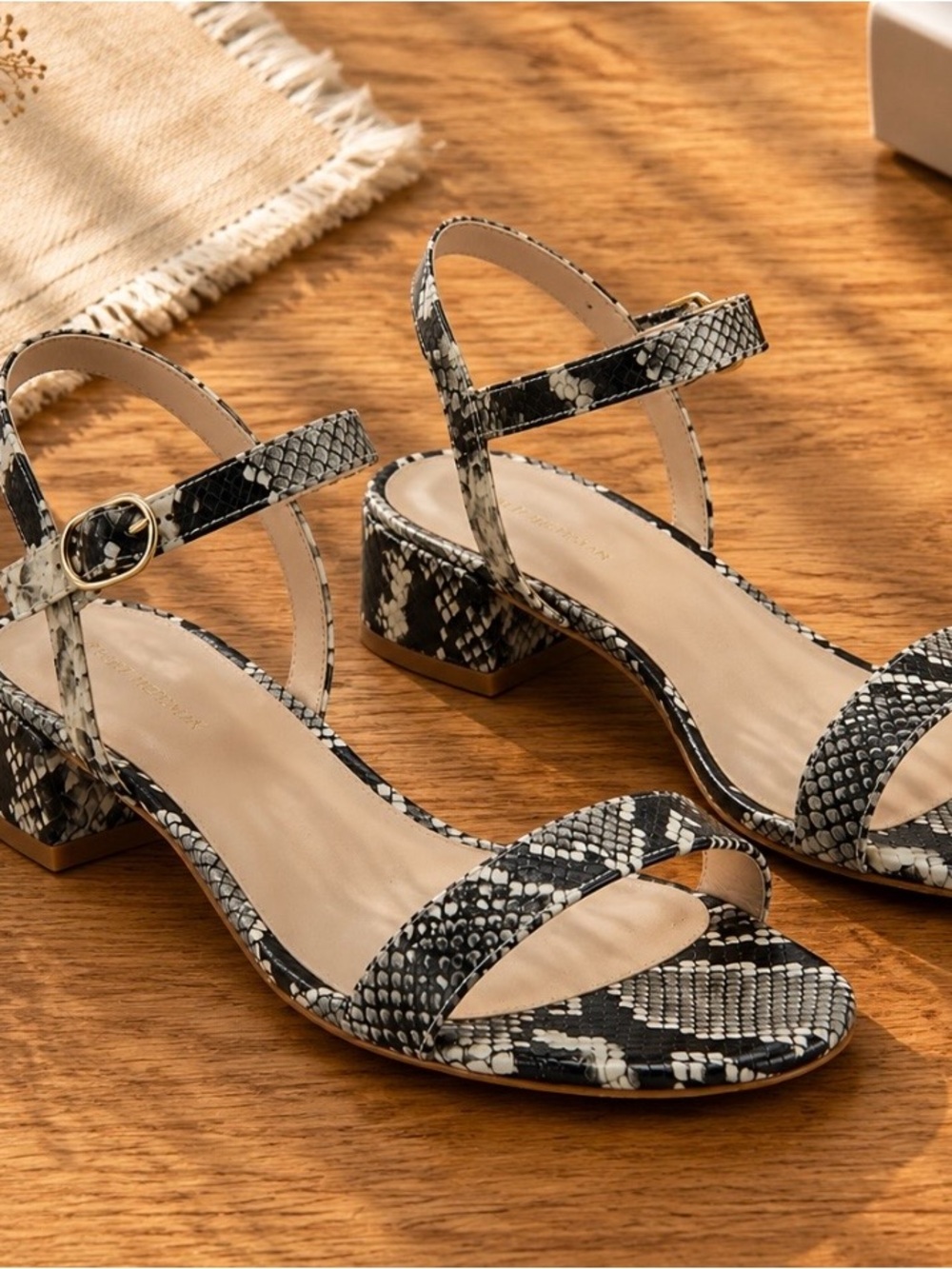 Stuart Weitzman Snake Print Block Heel Sandals Size 8 — New Without Tags